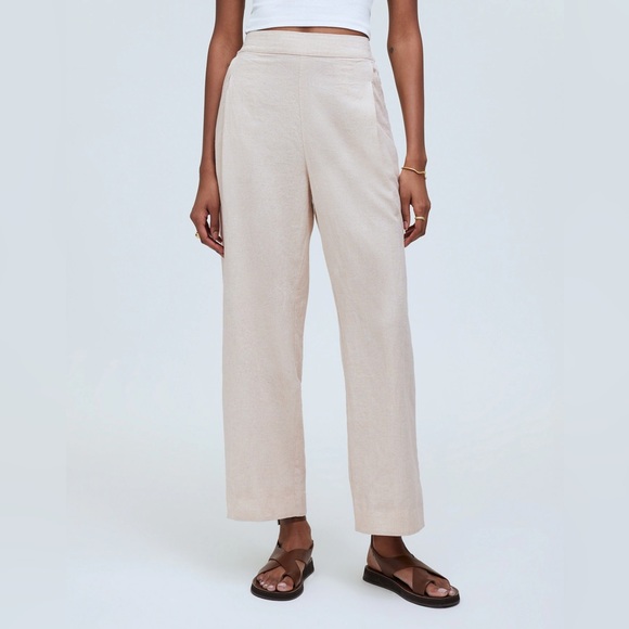 Madewell Tall Pull-On Straight Crop Pants in Linen Blend - Picture 1 of 4